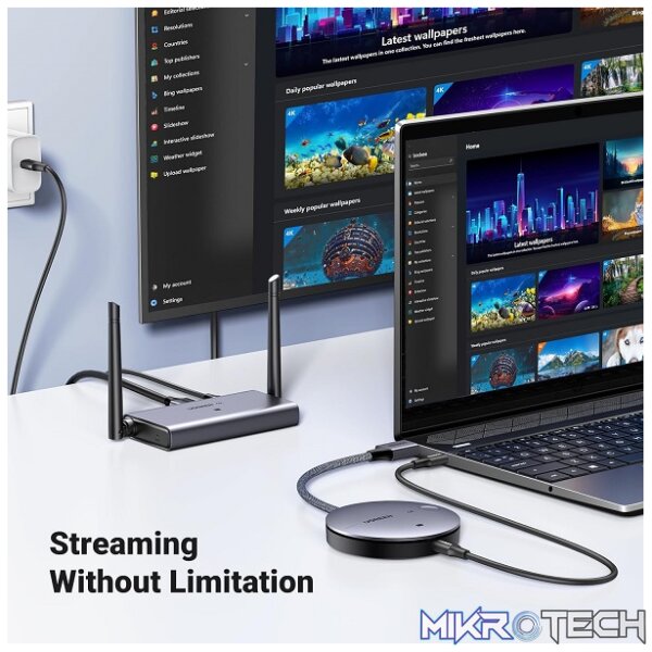 UGreen 90909A HDMI / VGA 4K@30Hz (Max) Wireless Display Transmitter And Receiver Upto 50m (1080P) (Without Signal Interference) Supporting Audio - Grey Colour - Image 5