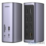 UGreen 90325 USB-C V3.2 Revodok Pro 312 12-In-1 Docking Station With 2X HDMI (8K@30Hz)*, DisplayPort, GLAN, USB-C 100W (Max) Power Delivery, SD/MSD Card Slot and 3.5mm Audio Port - Metallic Grey Colour