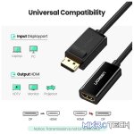 UGreen 40362 DisplayPort Male to HDMI Female Adapter with Gold-Plated Connectors, Release Button Design and Supports resolution up to 1080P@60Hz - Black Colour - Image 3