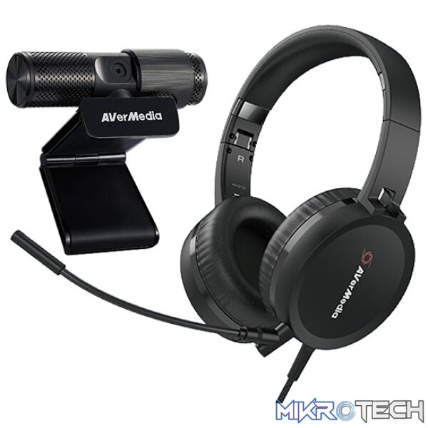 Product AVermedia Video Conference Kit 317 With Fhd Webcam And High-Quality Over-Ear Headphones - Black Colour - Image 1