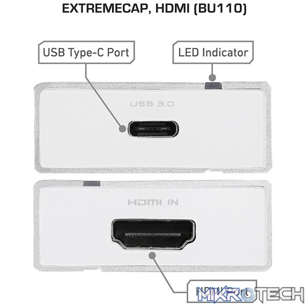 AVermedia Extreme Cap UVC BU110 Hdmi To USB3.0 Converter Simply Plug-and-Play Any HDMI Video Source 1080@60Hz And Compatible With Windows / Mac / Linux - White Colour - Image 3