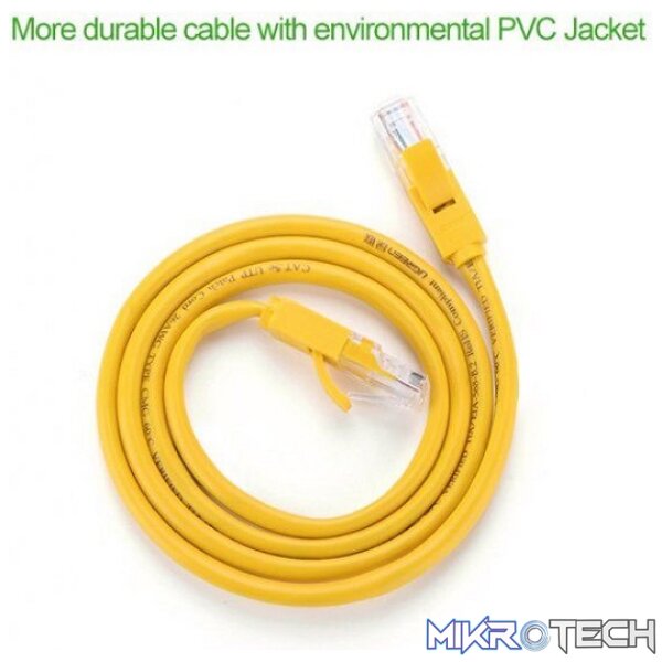 UGreen 11231 CAT5E UTP Ethernet Round LAN 2m Cable with Gold-Plated Conductor, 8-Core Twisted-Pair & Data Transmission up to 100Mbps - Yellow Colour - Image 4