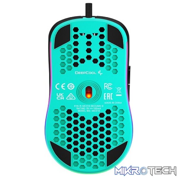 DeepCool MC310 Ultralight RGB/USB Gaming Mouse Optical Sensor 12800K DPI And 7X Programmable Buttons And Ambidextrous Shape - Black Colour - Image 4