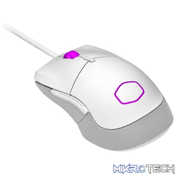 Product Cooler Master MM310 USB Lightweight RGB Ambidextrous Gaming Mouse With 6 Buttons, 12K DPI Optical Sensor And Ultraweave USB Cable - Matte White Colour - Image 1