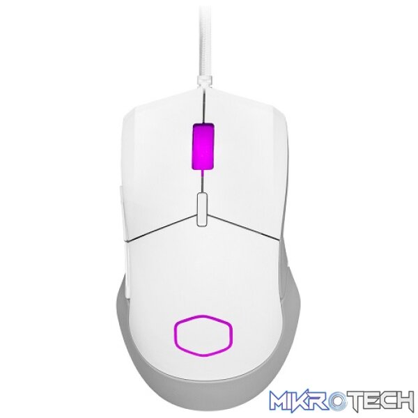 Cooler Master MM310 USB Lightweight RGB Ambidextrous Gaming Mouse With 6 Buttons, 12K DPI Optical Sensor And Ultraweave USB Cable - Matte White Colour - Image 2
