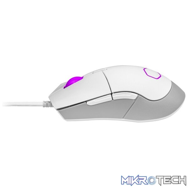 Cooler Master MM310 USB Lightweight RGB Ambidextrous Gaming Mouse With 6 Buttons, 12K DPI Optical Sensor And Ultraweave USB Cable - Matte White Colour - Image 3