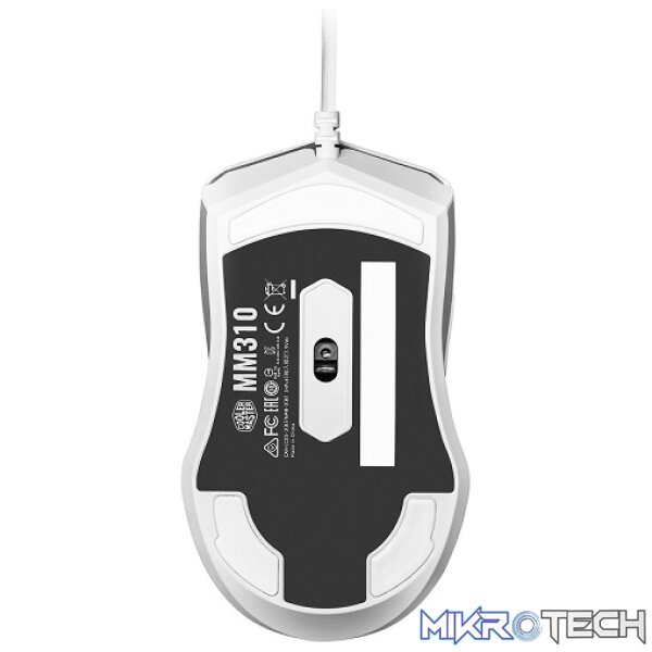 Cooler Master MM310 USB Lightweight RGB Ambidextrous Gaming Mouse With 6 Buttons, 12K DPI Optical Sensor And Ultraweave USB Cable - Matte White Colour - Image 4
