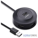 UGreen 20277 USB-A 2.0 Female 4-Port Hub With Micro-USB Power Port and Nickle-Plated Connector & Supports Data Transfer rate up to 480Mbps - Black Colour.