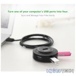 UGreen 20277 USB-A 2.0 Female 4-Port Hub With Micro-USB Power Port and Nickle-Plated Connector & Supports Data Transfer rate up to 480Mbps - Black Colour. - Image 2