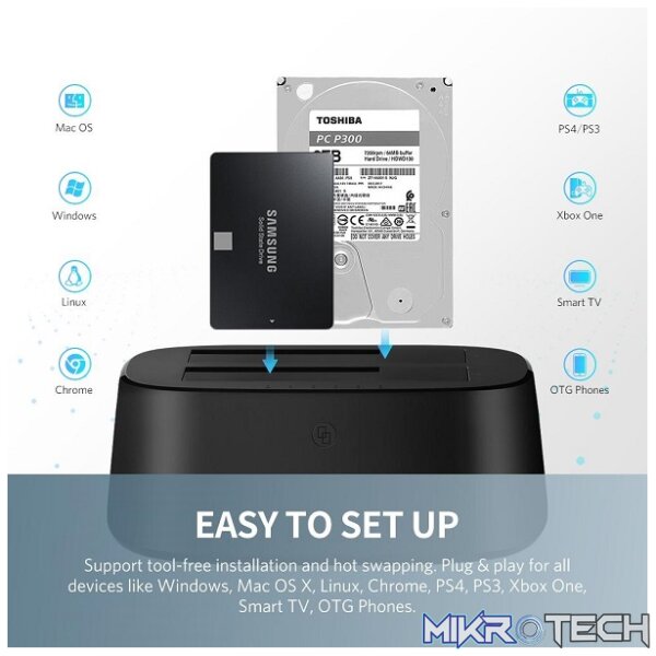 UGreen 50857 USB-A 3.0 2.5/3.5" Dual SATAIII HDD/SSD Docking Station - Image 4