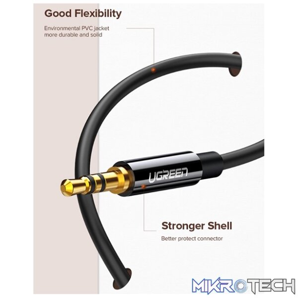 UGreen 20816 3.5mm Aux Male To 2X 3.5mm Female Stereo Audio 0.25m Splitter Cable With Gold-Plated Connection Reducing Transmission Loss And Enable 2 Headphones Connections - Black Colour - Image 2