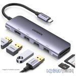 UGreen 70410 USB-C 6-in-1 Docking Station with HDMI 4K@30Hz and 3x USB3.0 5Gbps transfer speed and built-in SD/TF Card Slot - Space Gray Colour - Image 2