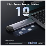 UGreen 70532 2-In-1 USB-C 3.1 And USB-A 3.0 Male On-The-Go M.2 PCI-e NVMe M-Key SSD External Enclosure with UASP (USB Attached SCSI Protocol) & Supporting fast data transmission up to 10Gbps - Grey Colour - Image 3