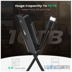 UGreen 70610 USB-C 3.1 Gen 1 Male to 2.5" SATA III HDD/SSD Adapter with Data Transfer Speed up to 5Gbps and Support Plug-and-Play and Hot-Swapping - Black Colour - Image 4