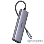 UGreen 90568 USB-C 7-In-1 Docking Station With 2X USB3.0, 1X HDMI 4K@30Hz, GLAN, SD/TF Card Slot and USB-C PowerDelivery 100W (Max) - Grey Colour