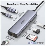 UGreen 90568 USB-C 7-In-1 Docking Station With 2X USB3.0, 1X HDMI 4K@30Hz, GLAN, SD/TF Card Slot and USB-C PowerDelivery 100W (Max) - Grey Colour - Image 2