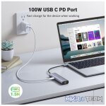 UGreen 90568 USB-C 7-In-1 Docking Station With 2X USB3.0, 1X HDMI 4K@30Hz, GLAN, SD/TF Card Slot and USB-C PowerDelivery 100W (Max) - Grey Colour - Image 3