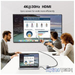 UGreen 90568 USB-C 7-In-1 Docking Station With 2X USB3.0, 1X HDMI 4K@30Hz, GLAN, SD/TF Card Slot and USB-C PowerDelivery 100W (Max) - Grey Colour - Image 5