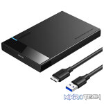 UGreen 30848 USB-A 3.0 SATA III HDD/SSD External Enclosure With Micro-USB3.0 Detachable Cable & Supports Data Transfer up to 5Gbps - Black Colour