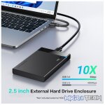 UGreen 30848 USB-A 3.0 SATA III HDD/SSD External Enclosure With Micro-USB3.0 Detachable Cable & Supports Data Transfer up to 5Gbps - Black Colour - Image 3