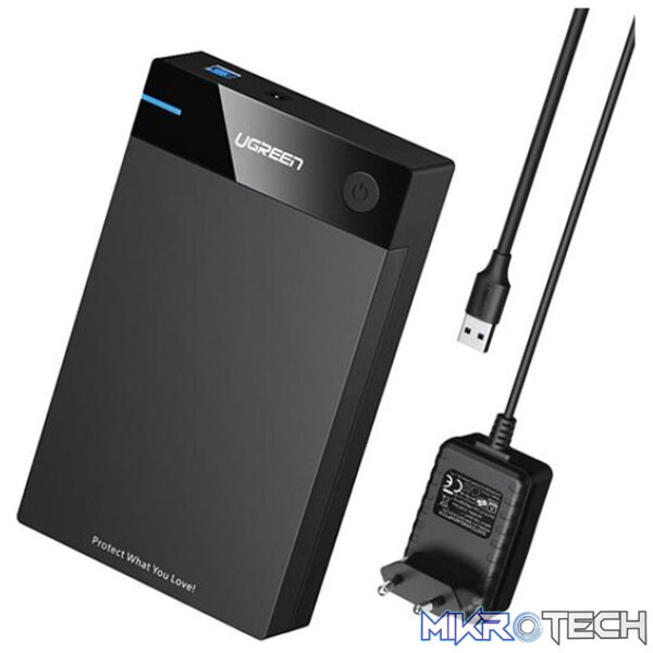 Product UGreen 50422 USB-A 3.5" SATA HDD External Enclosure With USB-B 3.0 Port and Supporting data transfer up to 5Gbps - Black Colour - Image 1