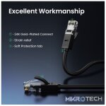 UGreen 20159 CAT6 UTP Male to Male Ethernet Round LAN 1m Cable with Gold-Plated Conductor, 8-Core Twisted-Pair & Data Transmission up to 1000Mbps - Black Colour - Image 3