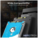 UGreen 60353 USB-A 3.0 2.5" SATA III HDD/SSD External Enclosure With Blue LED Status Indicator & USB-A to B Data Sync Cable - Black Colour - Image 5