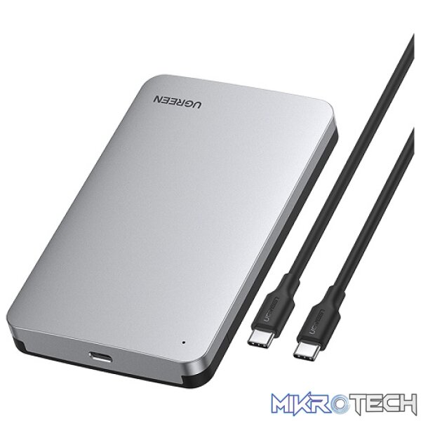 Product UGreen 70499 USB-C 3.1 Gen2 2.5" SATA HDD/SSD Tool-Free Enclosure with Enhanced UASP (USB Attached SCSI Protocol) - Grey Colour - Image 1