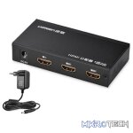 UGreen 40201 HDMI 1-In 2-Out 2Port Amplied HDMI Splitter With Audio Supporting HD Resolution And 3D Video Upto 4KX2K@30Hz - Black Colour