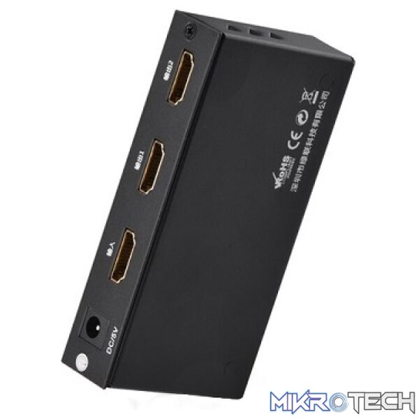 UGreen 40201 HDMI 1-In 2-Out 2Port Amplied HDMI Splitter With Audio Supporting HD Resolution And 3D Video Upto 4KX2K@30Hz - Black Colour - Image 2