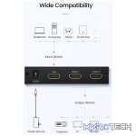 UGreen 40201 HDMI 1-In 2-Out 2Port Amplied HDMI Splitter With Audio Supporting HD Resolution And 3D Video Upto 4KX2K@30Hz - Black Colour - Image 3