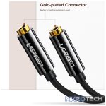UGreen 20816 3.5mm Aux Male To 2X 3.5mm Female Stereo Audio 0.25m Splitter Cable With Gold-Plated Connection Reducing Transmission Loss And Enable 2 Headphones Connections - Black Colour - Image 3