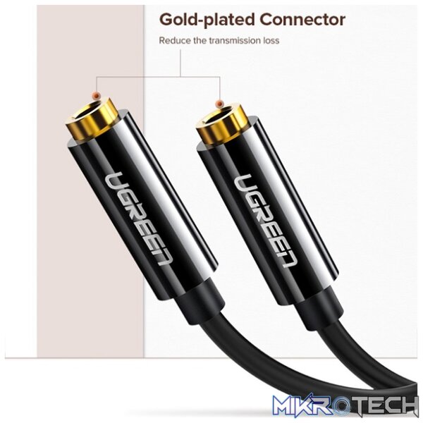 UGreen 20816 3.5mm Aux Male To 2X 3.5mm Female Stereo Audio 0.25m Splitter Cable With Gold-Plated Connection Reducing Transmission Loss And Enable 2 Headphones Connections - Black Colour - Image 3