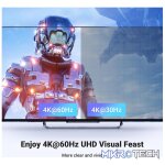 UGreen 90512 HDMI V2.0 5-In 1-Out 4K@60Hz Amplified Switch With Infrared Remote And 1X USB-A To USB-C 5V/1A Cable For Additional Power And 3D/ HDCP2.2/ EDID/ Audio Supported - Black Colour - Image 3