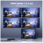 UGreen 90514 HDMI 2.0 1 IN-4 Out 4-Port Amplified HDMI Splitter With High-Performance Chip and EDID Control & Supports up to 4K@60Hz Resolution - Black Colour - Image 2