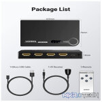 UGreen 40234 HDMI 3-In 1-Out 3Port Amplified Switch with Infrared Remote and Support resolution up to 4K@30Hz - Black Colour - Image 4