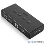 UGreen 50280 4-In 1-Out USB VGA KVM Switch Supports High-Definition 1080P@60Hz Resolution and Seamless Switch Between 4 PCs - Black Colour