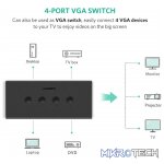 UGreen 50280 4-In 1-Out USB VGA KVM Switch Supports High-Definition 1080P@60Hz Resolution and Seamless Switch Between 4 PCs - Black Colour - Image 4