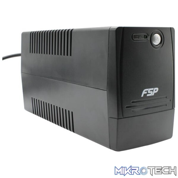 FSP FP Series 1000VA/600W Line Interactive Simulated Sinewave UPS Built-in 2X 12V/7AH (700WH) Lead-Acid Battery, Off-Mode Charging And Cold Start Function - Black Colour - Image 2