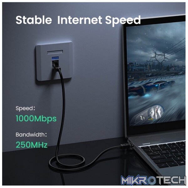 UGreen 20162 CAT6 UTP Male to Male Ethernet Round LAN 5m Cable with Gold-Plated Conductor, 8-Core Twisted-Pair & Data Transmission up to 1000Mbps - Black Colour - Image 5