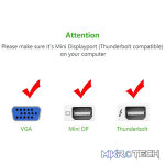 UGreen 10403 Mini DisplayPort Male to VGA W/O Audio Female Adapter with Gold-Plated Connectors and Supports Resolution up to 1080P@60Hz - White Colour - Image 2