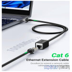 UGreen 11279 CAT6 UTP Male to RJ45 Female Extension 1m Cable with 8-Core Twisted-Pair & Data Transmission Speed up to 1000Mbps - Black Colour - Image 2