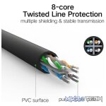 UGreen 50177 CAT6 UTP Male to Male Ethernet Flat LAN 8m Cable with Gold-Plated Conductor, 8-Core Twisted-Pair & Data Transmission up to 1000Mbps - Black Colour - Image 2