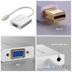 UGreen 10437 Mini DisplayPort Male to VGA With Audio Female Adapter With Gold-Plated Connectors and Supports Resolution up to 1080P@60Hz - White Colour - Image 4