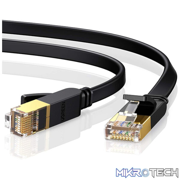 Product UGreen 11267 CAT7 FTP Male to Male Ethernet Flat LAN 20m Cable with Gold-Plated Conductor, 8-Core Twisted-Pair & Data Transmission up to 10Gbps - Black Colour - Image 1