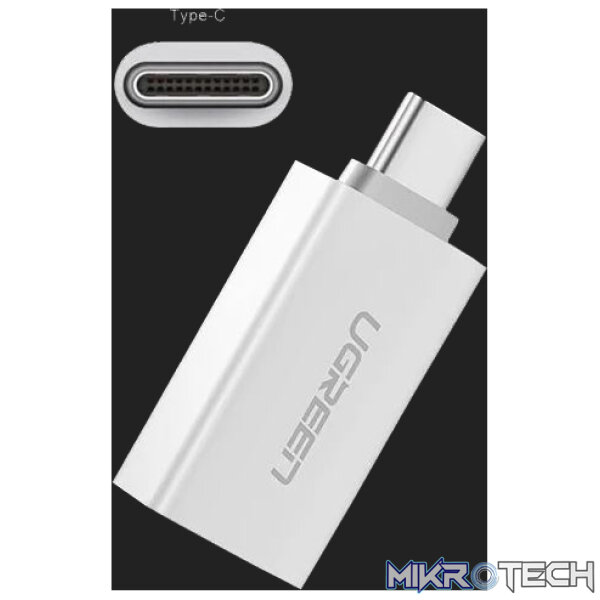 UGreen 30155 USB-C 3.1 Male to USB-A 3.0 Female Adapter with OTG Function and Supporting data transmission up to 5Gbps - White Colour - Image 2