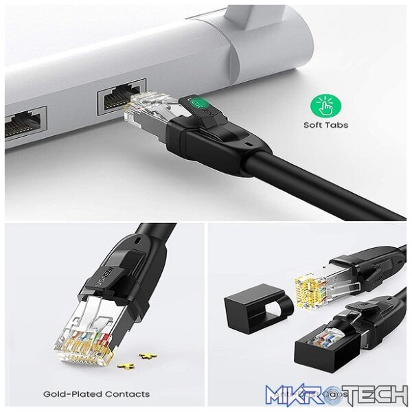 UGreen 70330 CAT8 S/FTP Ethernet Round LAN 3m Cable With Gold-Plated Contacts and Supports Transmission Speed up to 40Gbps - Black Colour - Image 3