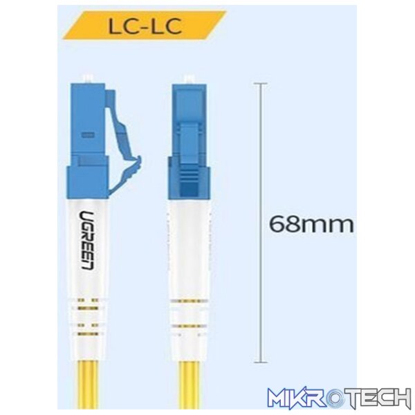 UGreen 70663 Fibre Optic LC-LC UPC Single Mode Optic Jumper 3m Cable with Three Ring Ceramic Insert Structure & Dust Cap Protection - Yellow Colour - Image 3