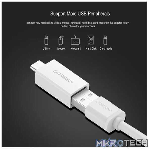UGreen 30155 USB-C 3.1 Male to USB-A 3.0 Female Adapter with OTG Function and Supporting data transmission up to 5Gbps - White Colour - Image 5