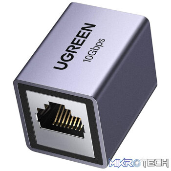 UGreen 15117 RJ45 8P8C 10Gbps (Max) Ethernet Female to Female Inline Keystone Coupler With Gold-Plated Copper Contacts In Aluminium Alloy Shielded Layered Casing - Grey Colour